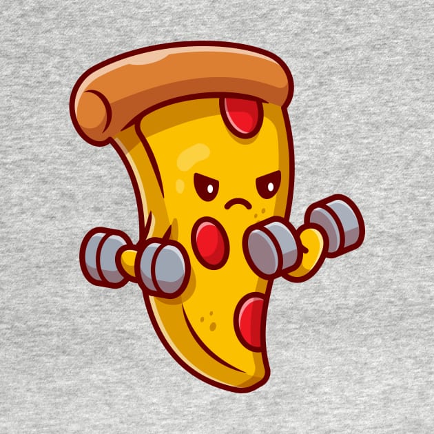 Cute Pizza Lifting Dumbbell Cartoon by Catalyst Labs